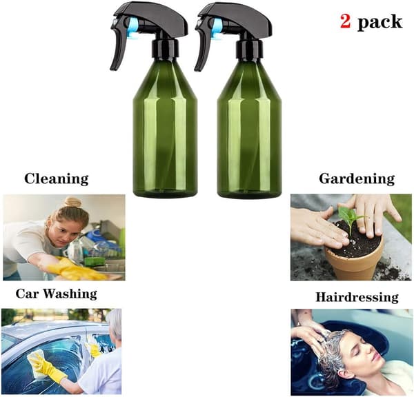 300 ML tom sprayflaske, sett med 2 tomme plastspraypumpeflasker