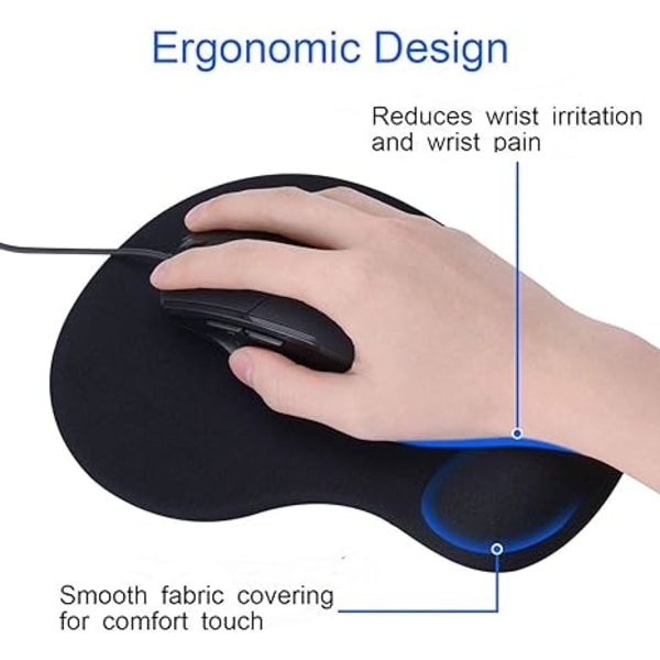 Musematte, 2-pak Ergonomisk musematte med komfortabel gel håndleddsstøtte