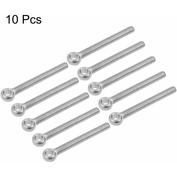 10 stk. M6 x 50mm Øjebolt Øjemøtrik Øjebolt 304 Rustfrit Stål