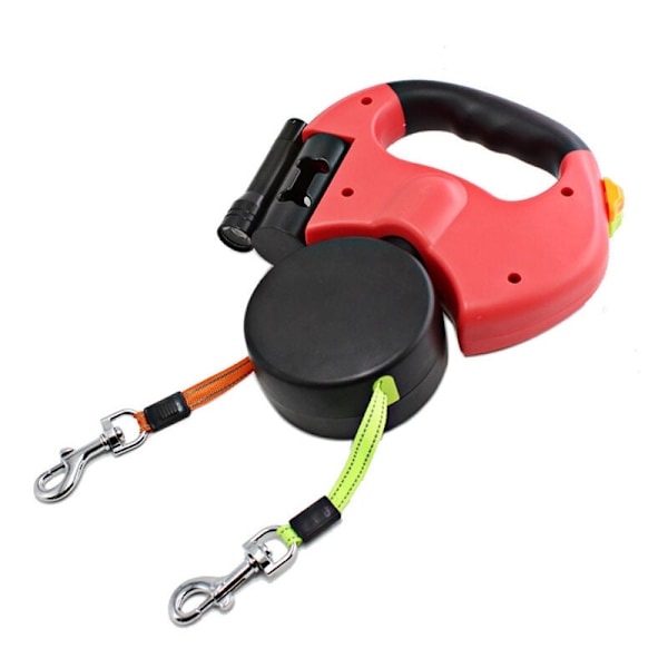 Dobbel innrullbar hundekobbel med to 3m tau, 360° anti-floke