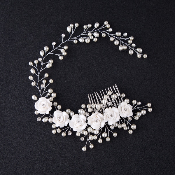 Brud Blomster Hårkam Perle Bryllup Tiara Hodeplagg Hodebånd H