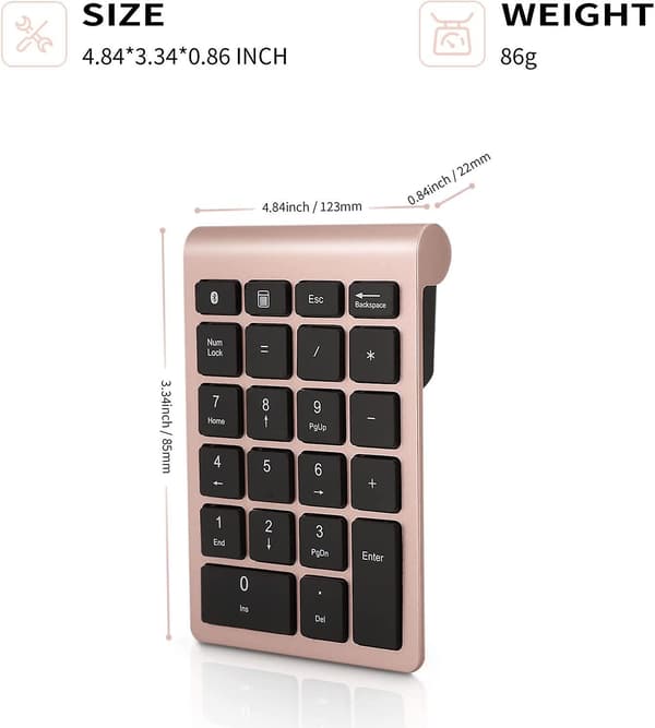 Bluetooth-numeronäppäimistö, 22 numeronäppäintä, pikanäppäimellä, 10 näppäintä