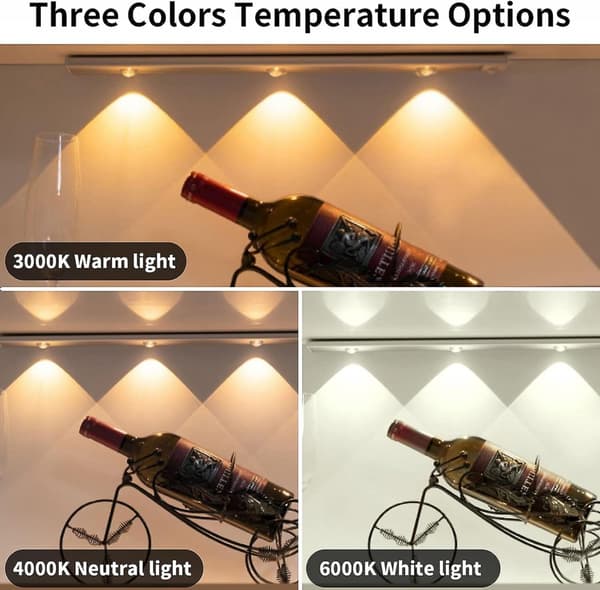 40cm LED-lampe, 4 moduser skaplampe med bevegelsessensor, 550mah USB-lading