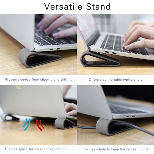 4 st Laptopställ, Universellt Höjdjusterbart Triangulärt Silikon Datorhållare, Halkfritt Kylflänsställ, Tablet Tangentbord Datorställ - Grå