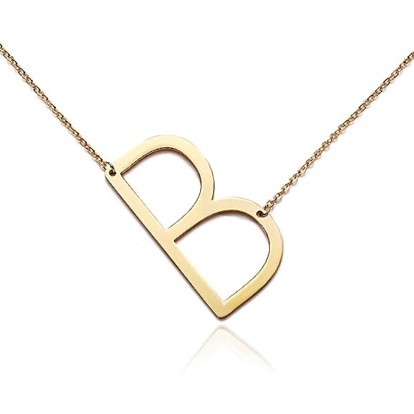 Stor initial halskæde 18k forgyldt rustfrit stål stort bogstav script navn Mo