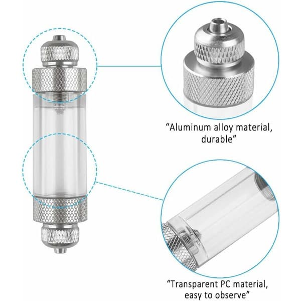 CO2-bubbelräknare, akvarietillbehör, akvarium CO2-regulator, backventil, bubbelräknare för akvarium CO2-mätning (silver)