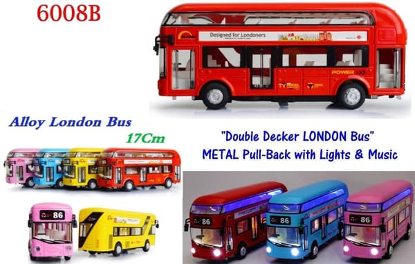 Kid Metal Diecast Biler Legetøj Træk Tilbage 1:43 Dobbeltdækker London B