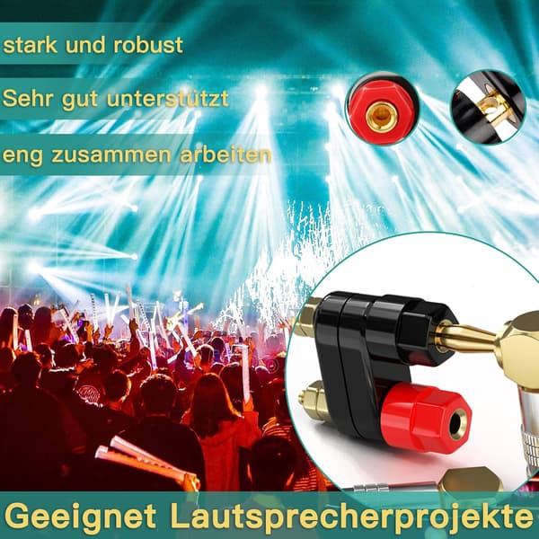 6 st 4 mm Koppar 2-vägs Hon-Bananpluggar för Video Högtalarförstärkare Guldpläterade Dubbla Bindningsposter
