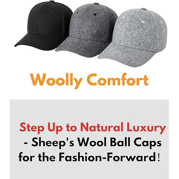 Baseballcaps, Ull Baseball Cap Utendørshatt for Store Hoder, Vintervarm Pappahatt Justerbar
