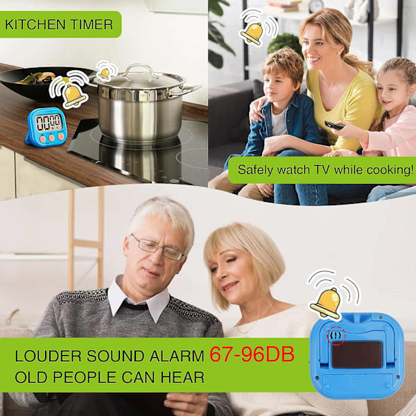 Timer för barn, kökstimer för matlagning, magnetisk digital klocka