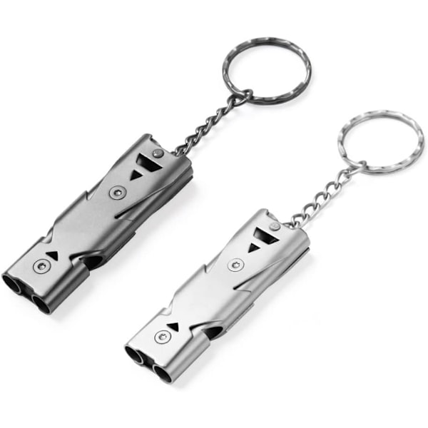 2-pack Signalvissla, 150dB Hög Decibel Rostfritt Stål Vissla med Nyckelring, Bergöverlevnad Nödsituation Sport, Utomhuscamping, Fiske, Vandring