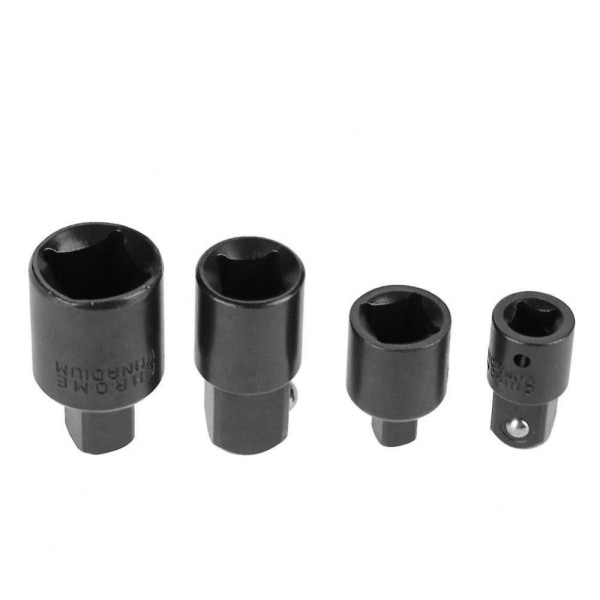 4 stk. hylseadapter-nøkkel i krom-vanadiumstål (svart)