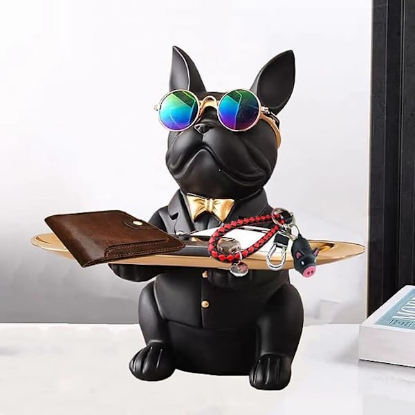 1 stk Kul Bulldog Figur Skulptur Statue Harpiks God Oppbevaringsboks f