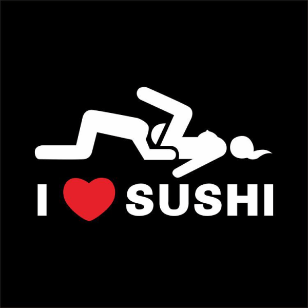9*16 cm tegneserie I Love Sushi Car Sticker Decal