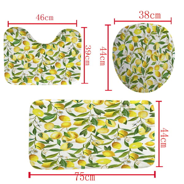 Citron 4PCS Badrumsmattor Set Duschdraperi Badmatta halkfri Toi