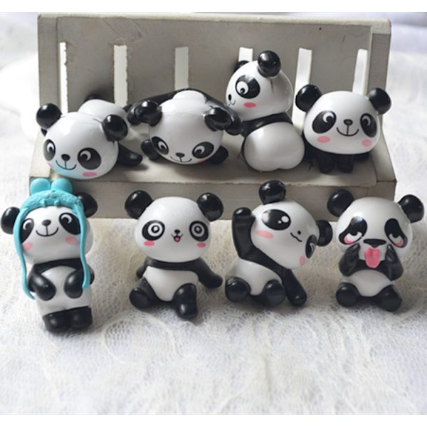 Panda-figuuri Mini Panda-lelu Panda-kakunkoristelu Söpö Panda Syntymäpäiväjuhlan koristeet (8 kpl/1 sarja)