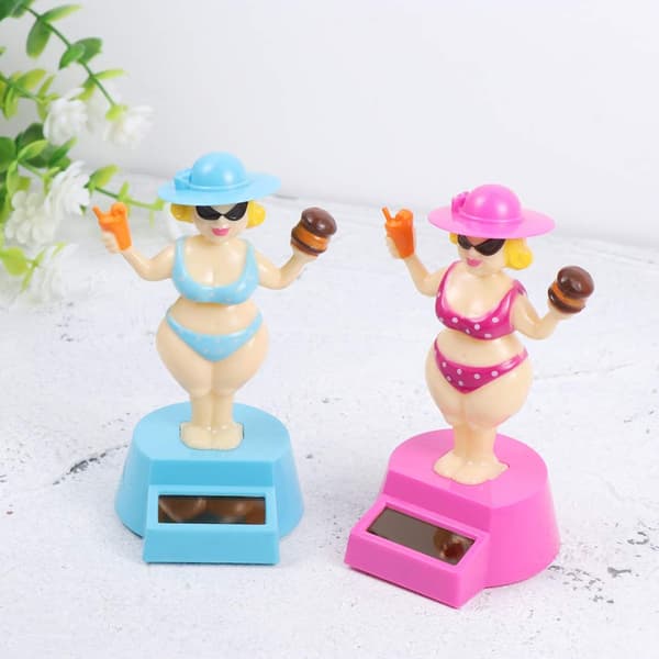 2 stk. Solcelledansede legetøj Bobble Head legetøj Hula pige dansende Dashboa