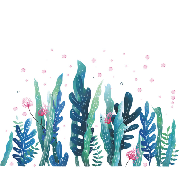 Ocean Grass -merileväseinätarra, kalakuplia veden alla Meriseinätarrat, kuori