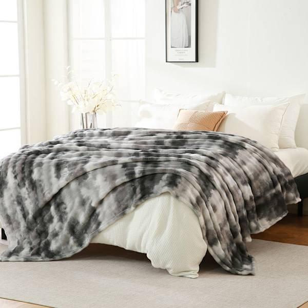 Supervarm Rutig Pläd, Grå - Vit Högkvalitativ Konstpäls Rutig, Mjuk och Bekväm Hårig, Soffa Pläd, Ultra Mjuk och Fluffig, 120x200cm