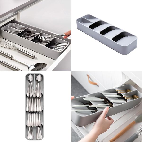 2 stk. skuffeorganisator, bestikorganisator, kompakt bestikskuffeorganisator