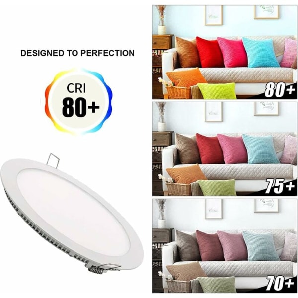LED Indbygget Downlight, indbygget rund flad loftslampe, 145mm, 9W, 6500K, Cool