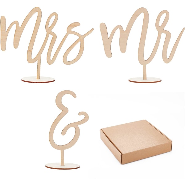 Mr & Mrs skylt för bröllopsbord, rustik vintage träskylt med