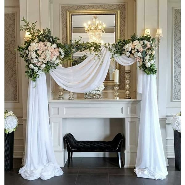 1 stk hvite stoffpaneler for bryllupsbue - 70*300cm - Chiffon Fab