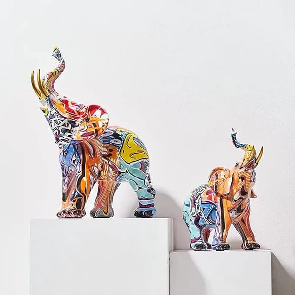 Fargerik kunst elefant statue skulptur figur samleobjekt gave