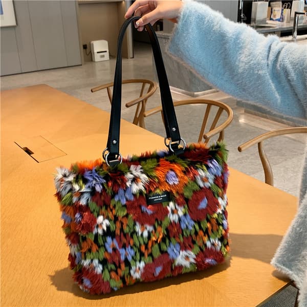 Plys håndtaske efterår og vinter tote taske RØD