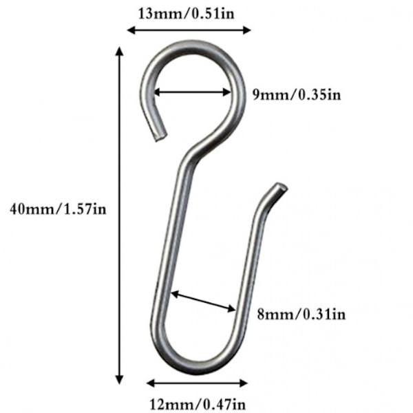 80 st Curtain Hooks, Gardinstångs-Hooks, Tunga Zink Curtain Hooks, för Dörrgardiner, etc (40x12mm)