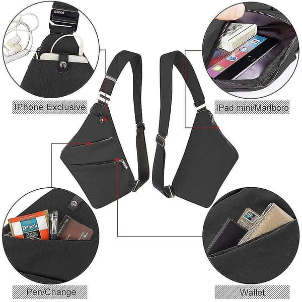 Crossbody tasker til mænd, velegnet til vandreture, cykling, camping