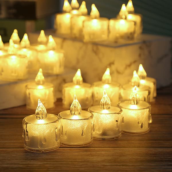 24 stk stearinlys te lys flammefri LED te lys, varmt hvitt lys, 3.8*5cm