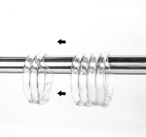 24 st transparenta gardinringar, duschringar i plast, O-formade