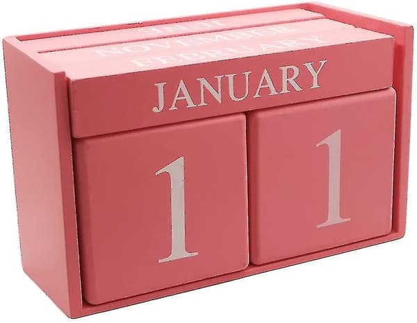 Träskrivbordets blockkalender - Evig blockmånad datumvisning Hemmakontorsdekoration