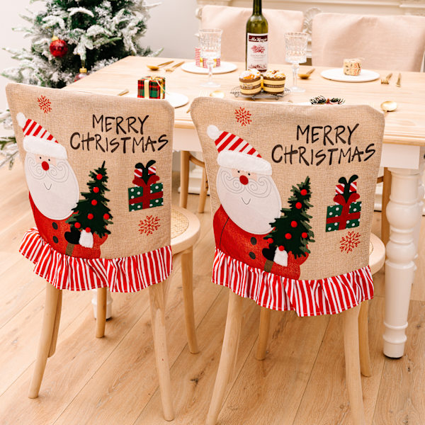2-pack jultomte stolsöverdrag, stolsryggöverdrag, jul