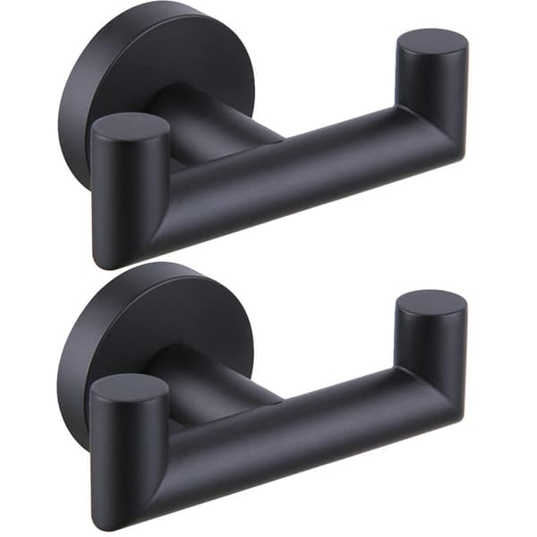 2-pack dubbla handdukskrokar för badrum matt svart väggmonterad badrockkrok