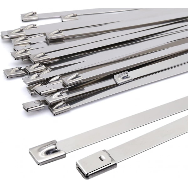 Metallslangklämma 200 * 7,9 mm, buntband i rostfritt stål Silver Heavy Duty