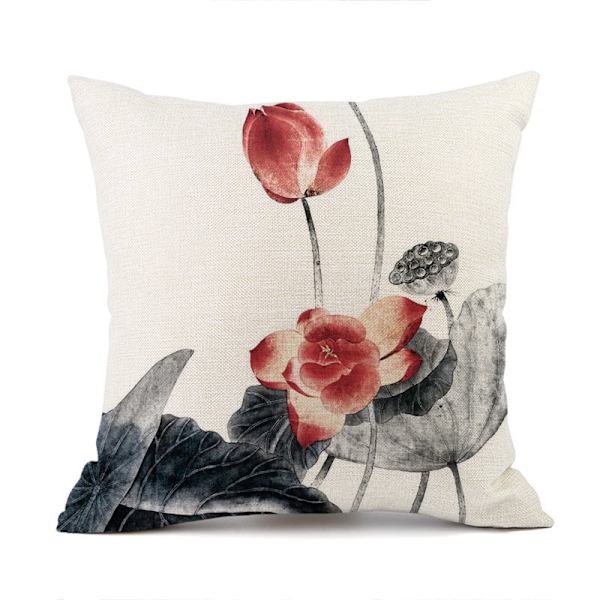 Set med 7 stk putetrekk 45 x 45 cm dekorativ lotusmønster putetrekk bil sofa hjemmedekor for moderne hjemmedekor
