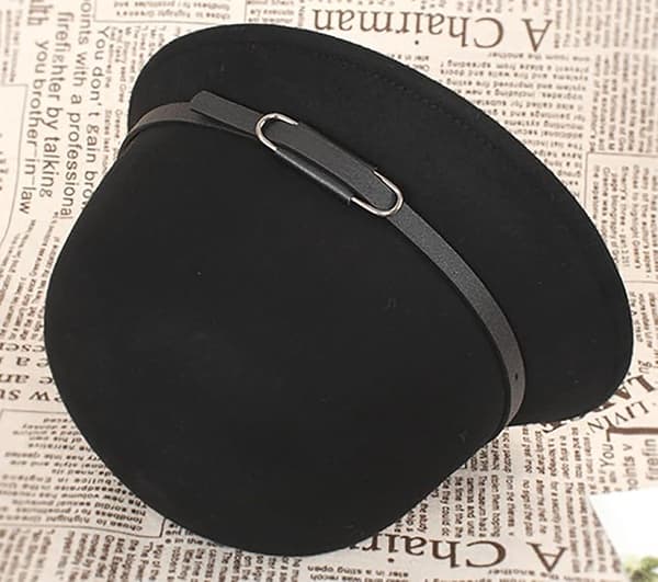 Hatt for kvinner, vinter, bøttehatt, svart ullfilt, kirkehatt med brem