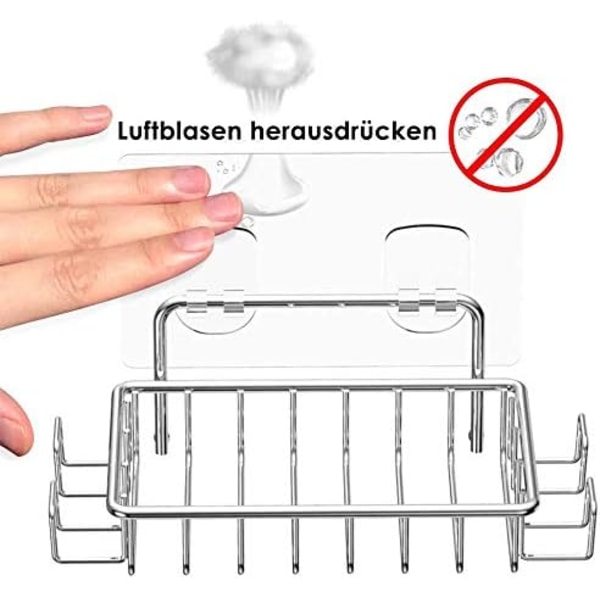 Sæbedispenser til brusevæg med 4 kroge, sæbedispenser i rustfrit stål til badeværelse, sølv