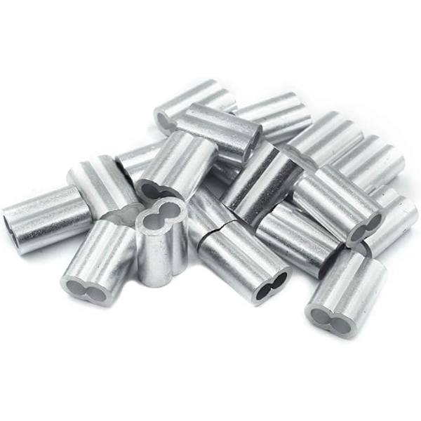 20x Aluminium Crimp Sleeve med Dobbelt Ferrule 6.0mm Aluminium Ferrule, Crim