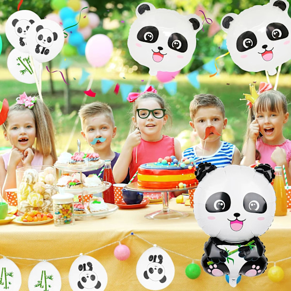 Panda folieballonger, 3 stk folieballonger Panda bursdagspynt for barn gutter jenter Panda tema bursdagsfest Baby shower festgave