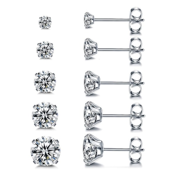 1 Pair Stainless Steel Stud Earrings Hypoallergenic Cubic Zirconi