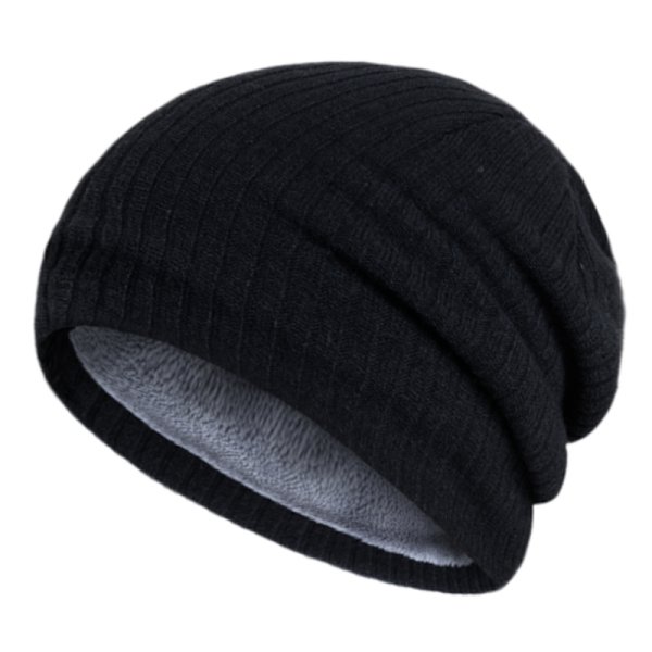 Vinterlue for menn og kvinner, bomullsstrikket slouchy lue, varm og elastisk lue for løping, sykling og ski