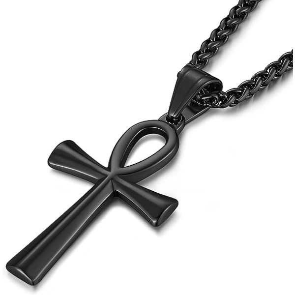 HZMAN, rostfritt stål, koptiskt Ankh Cross Religious Pendant N