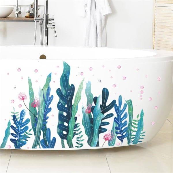 Ocean Grass Seaweed Wall Sticker, Fish Bubbles Under Water Sea Wall Decals, Peel