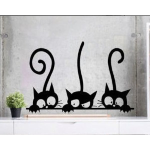 3 svarta katter vinyl väggdekal, kylskåp klistermärke, avtagbar väggdekal DIY Waterp