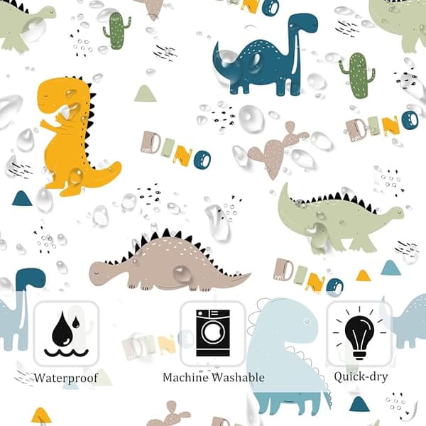 1 st söt dinosauriemönster polyester tyg duschdraperi, 180 x 1