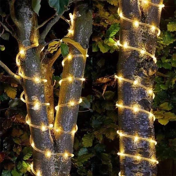 10m solcelledrevne stripelys, 100 LED kobberrørtrådslys De