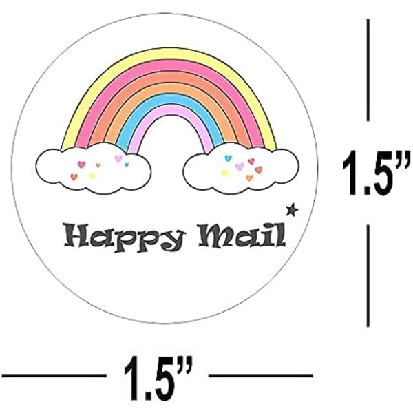 Regnbue Happy Mail Klistremerker 1,5 Tommers Postklistremerker - 500 stk Takk Etiketter